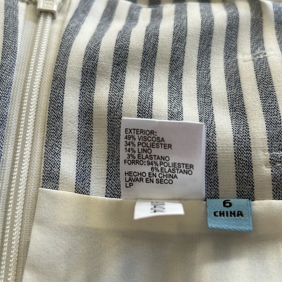 ANTONIO MELANI Paperbag High Waist Midi Pencil Skirt Striped Blue White Size 6 - Picture 10 of 11